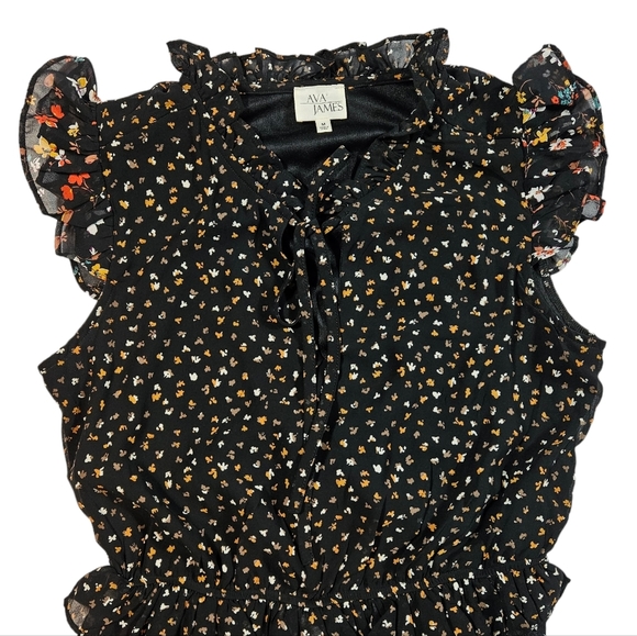 Ava James Floral Print Maxi Dress Sz M Peplum Waist Boho Fairy Whimsigoth Grunge - Picture 11 of 16